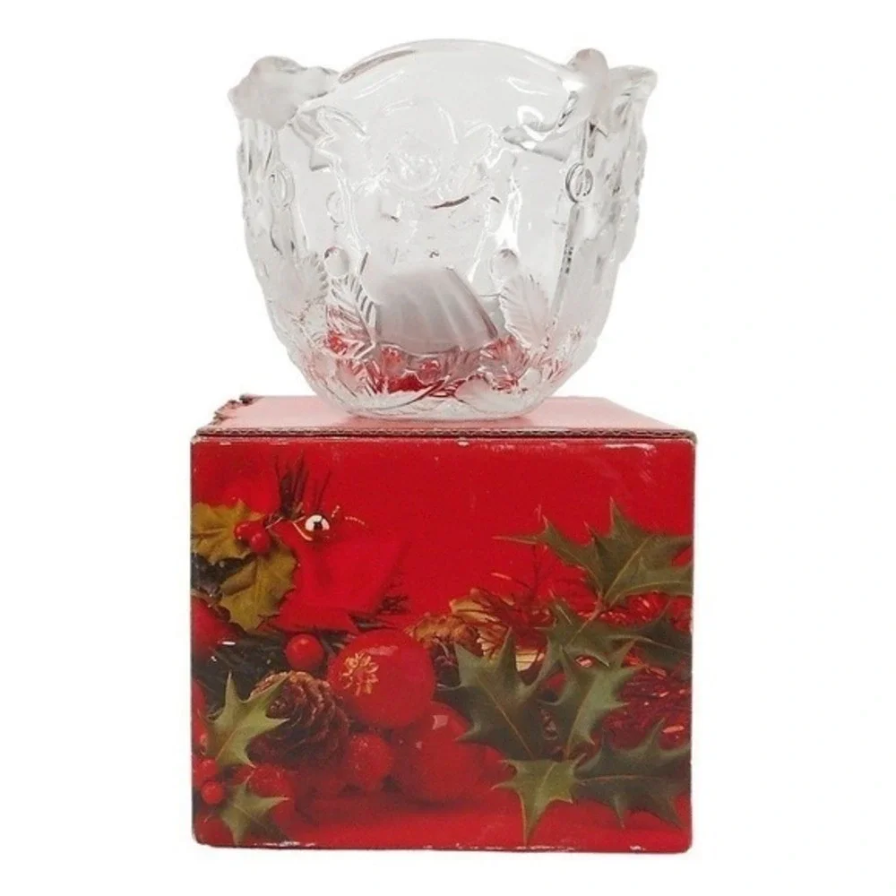 Vintage Mikasa Holiday‎ Lights Frosted Angel Glass Candleholder 3-1/4